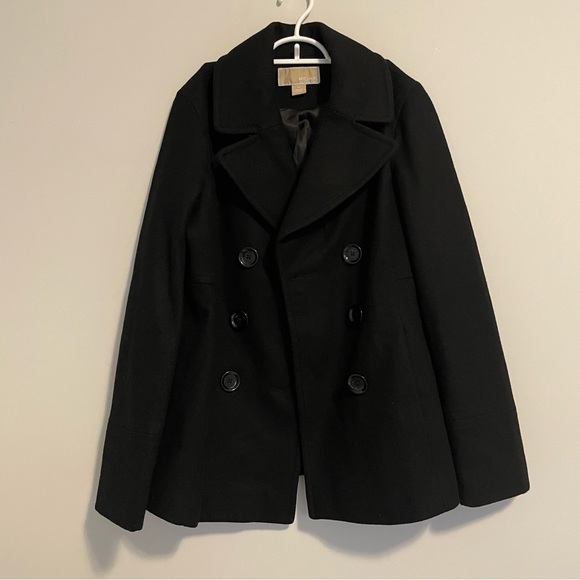 MICHAEL KORS size small black double breasted wool blend pea coat - Picture 2 of 10